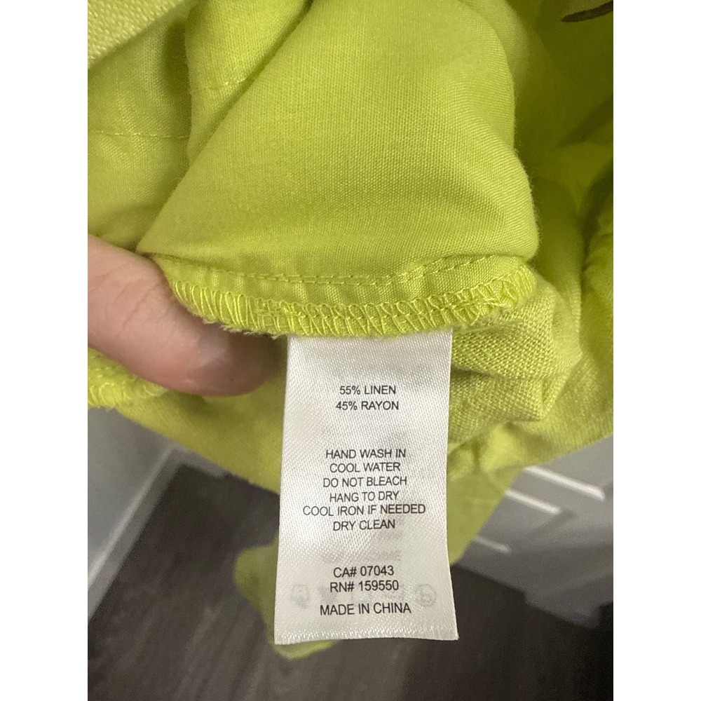 House of Harlow 1960 Lime Green Linen Blend Wide Leg Embroidered Pants Large - Picture 5 of 5